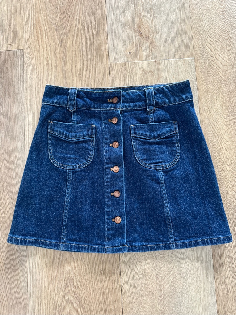 Madewell Mini Front Pocket Button up A Line Skirt Denim Jean 4